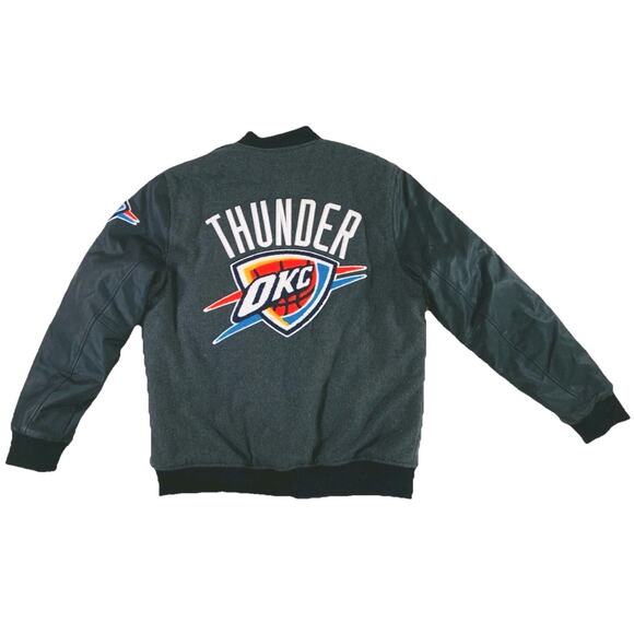 Ultra Game OKC NBA Varsity Jacket Men's Medium Embroidered Logo Quilted Lining - Picture 1 of 14